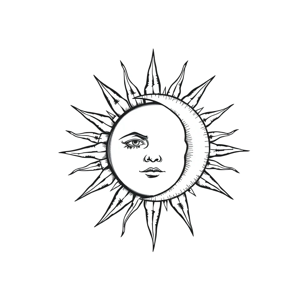 Sun and moon tattoo