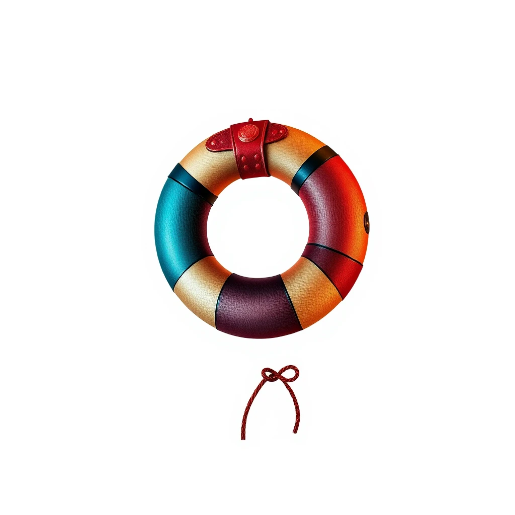 Colorful buoy tattoo with a decorative rope