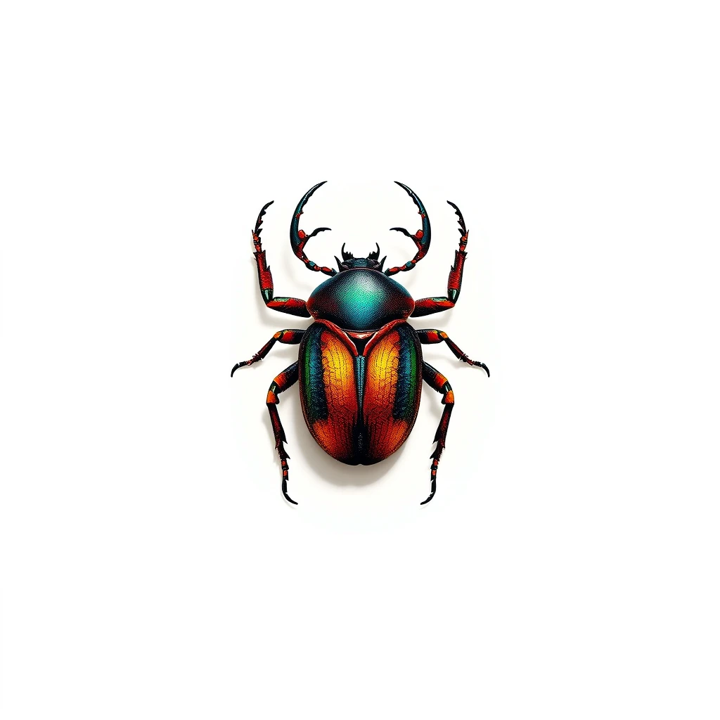 Colorful Scarab tattoo featuring vibrant details.