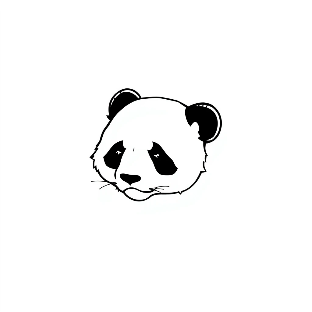 Tattoo of sad panda in minimalist style