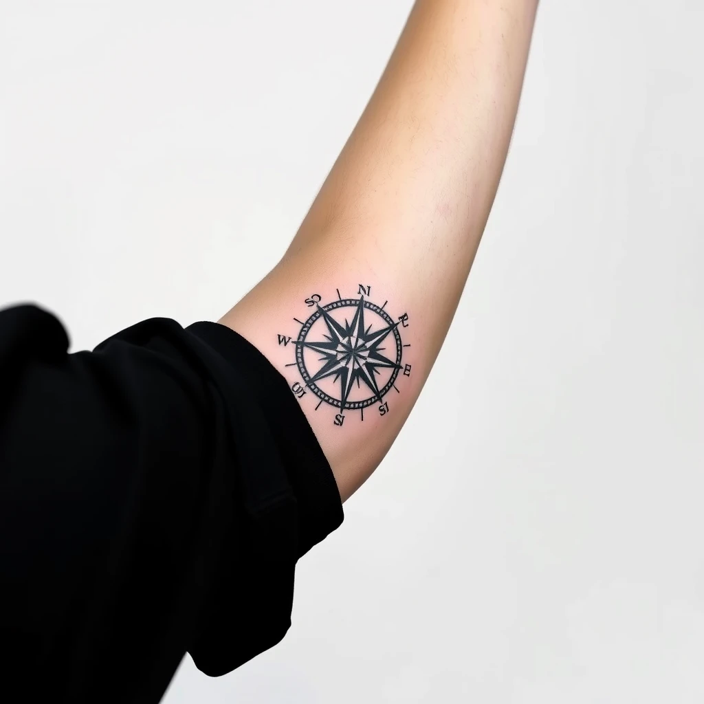 Compass with coordinates tattoo