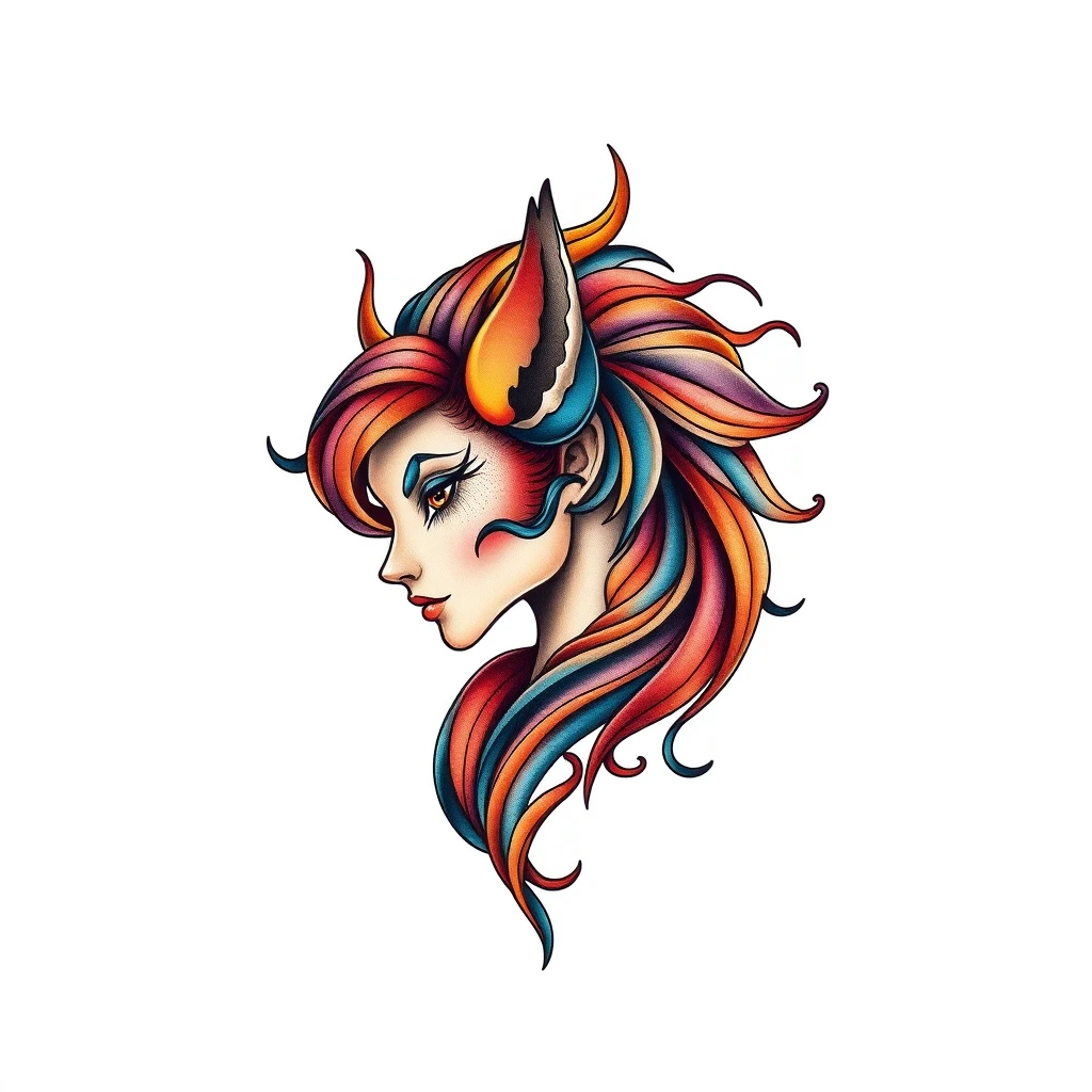 Anima tattoo featuring colorful mythical creature