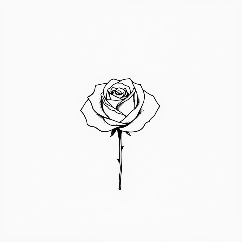 Tattoo of a black and white minimalist rose