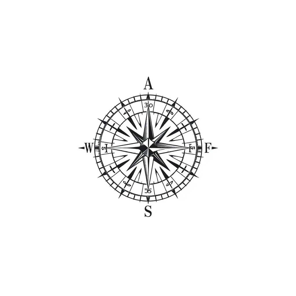 Compass with coordinates tattoo