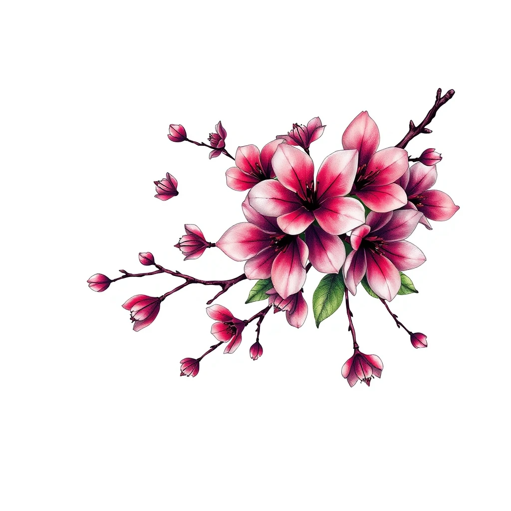 Cherry blossom tattoo with vibrant pink flowers