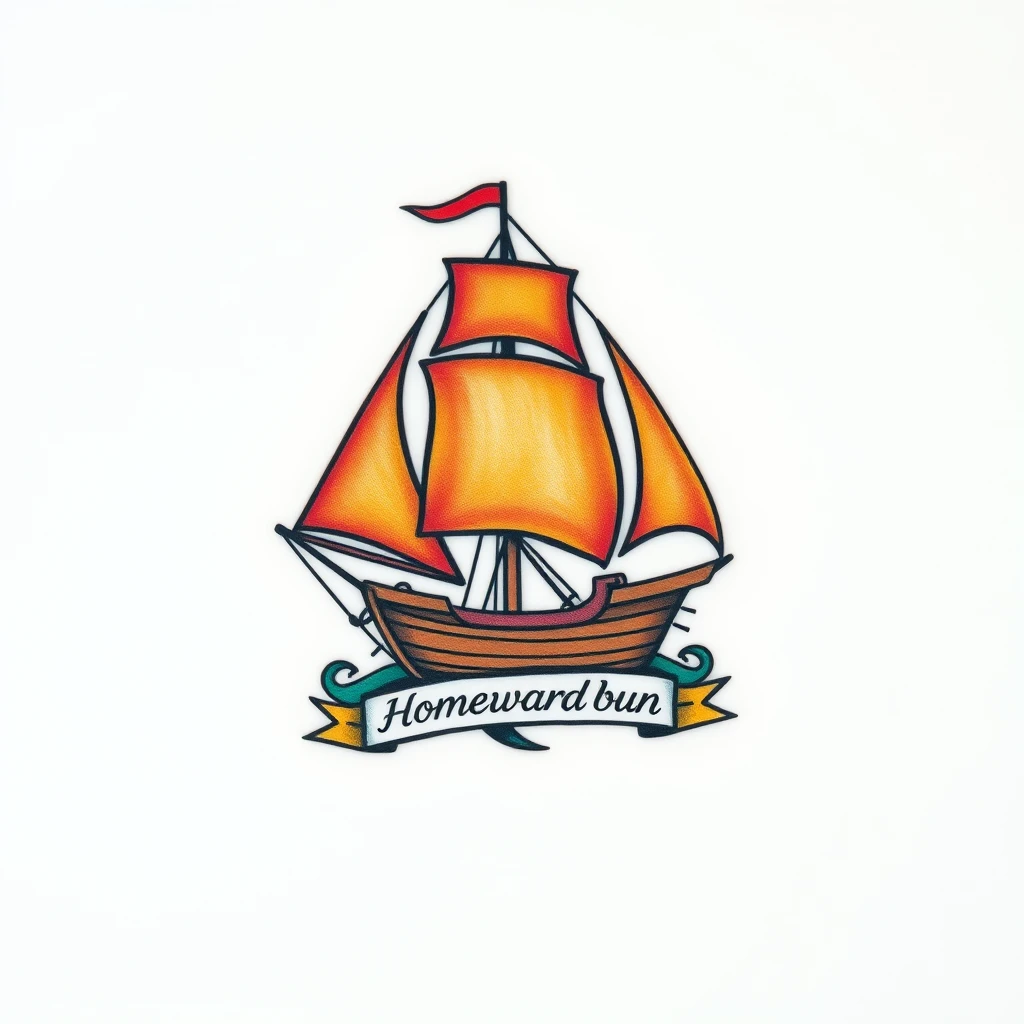 Traditional style tattoo of a sailing ship