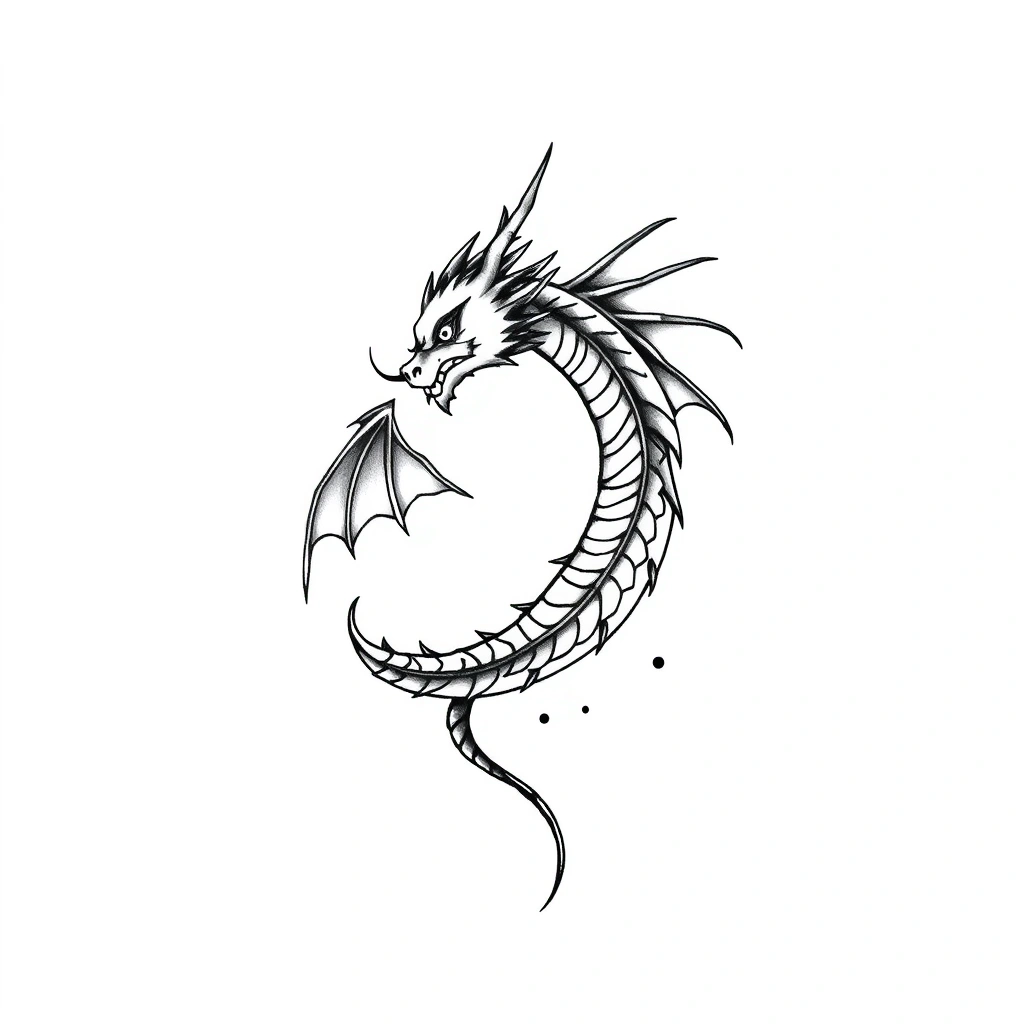 Tattoo of a dragon in minimalist style