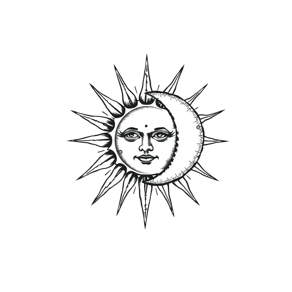 Sun and moon tattoo