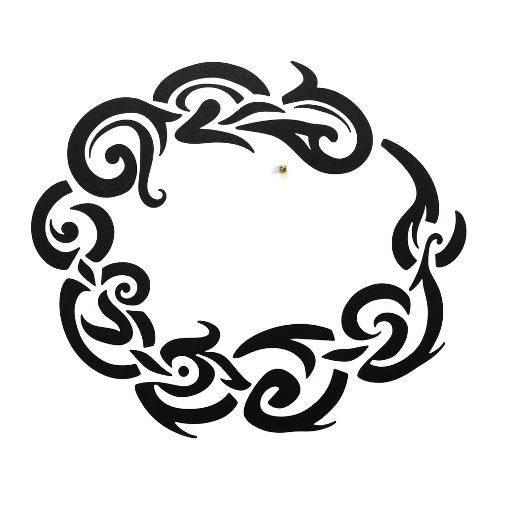 Intricate Maori style tattoo design in black.