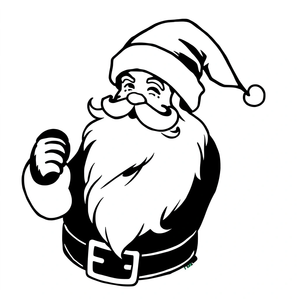 Tattoo of Santa in minimalist black and white