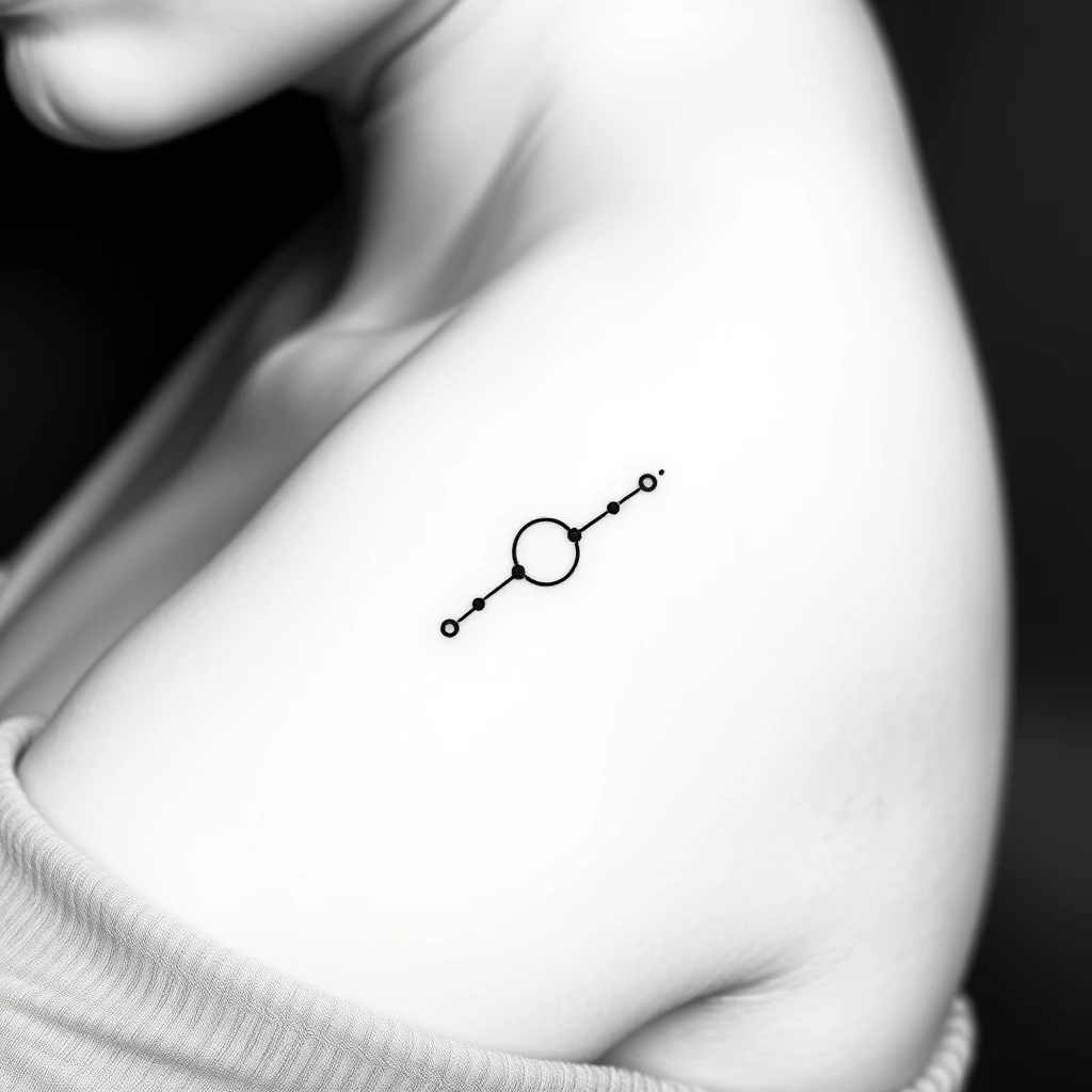 Tattoo of small Constellation, minimalist style, black and white