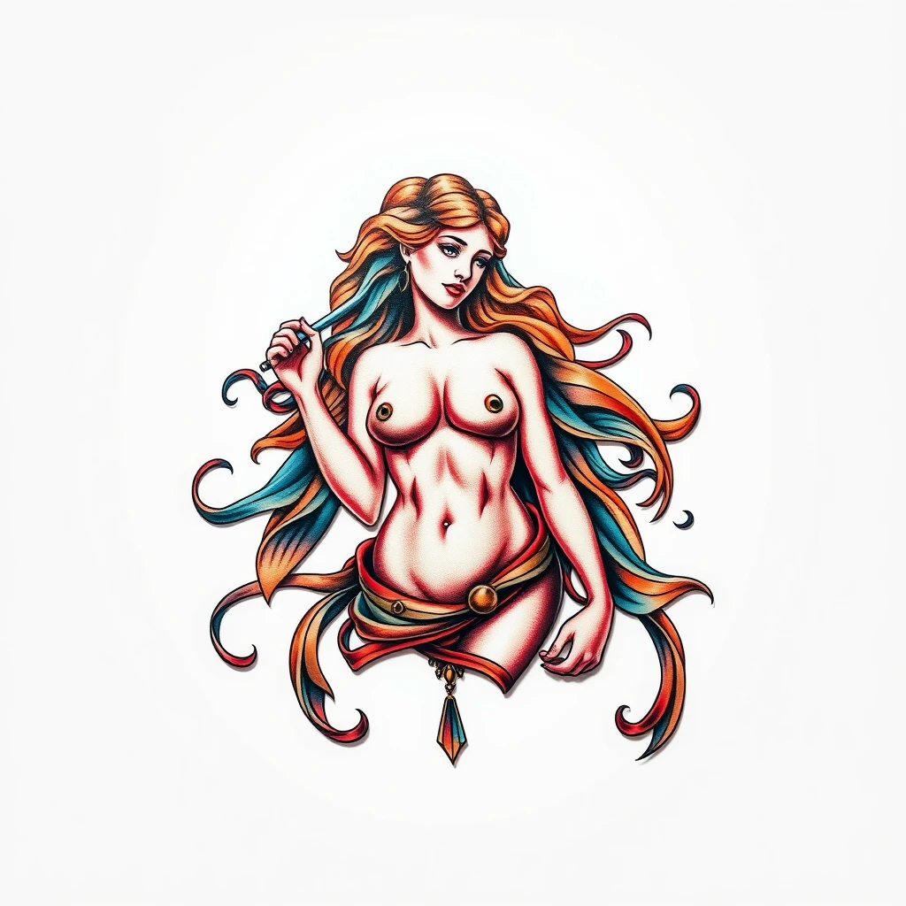 Aphrodite tattoo featuring vibrant colors and detail.