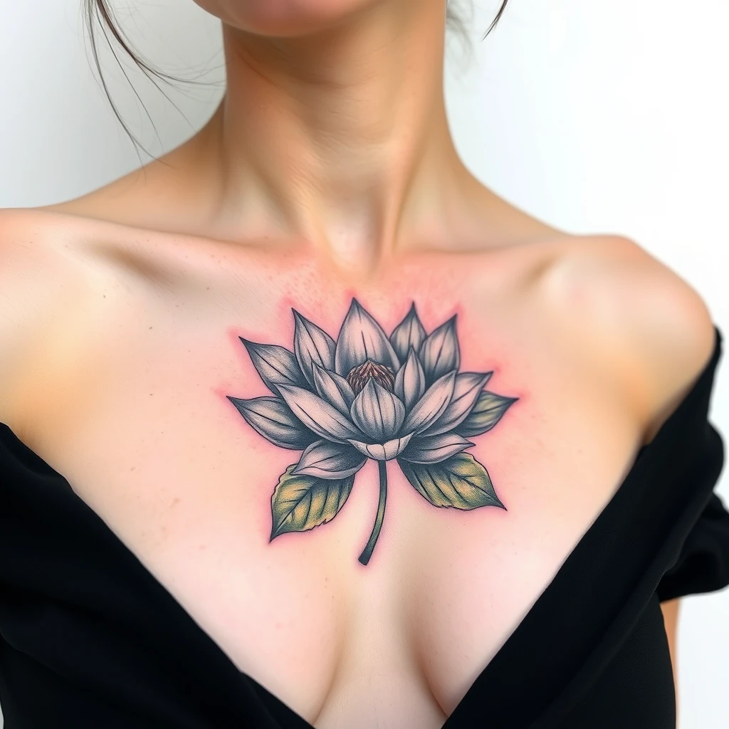 Flower tattoo on chest