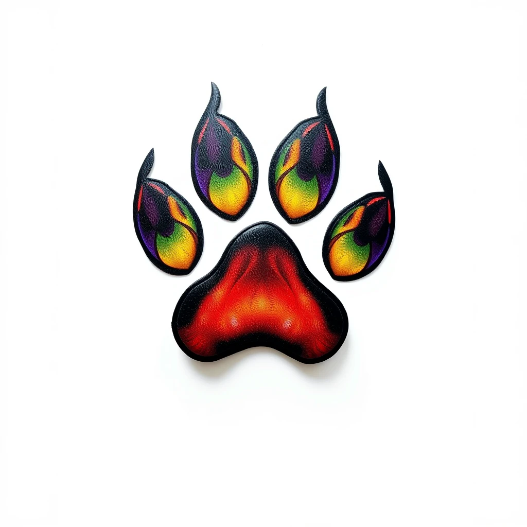 Colorful paw print tattoo with vibrant design