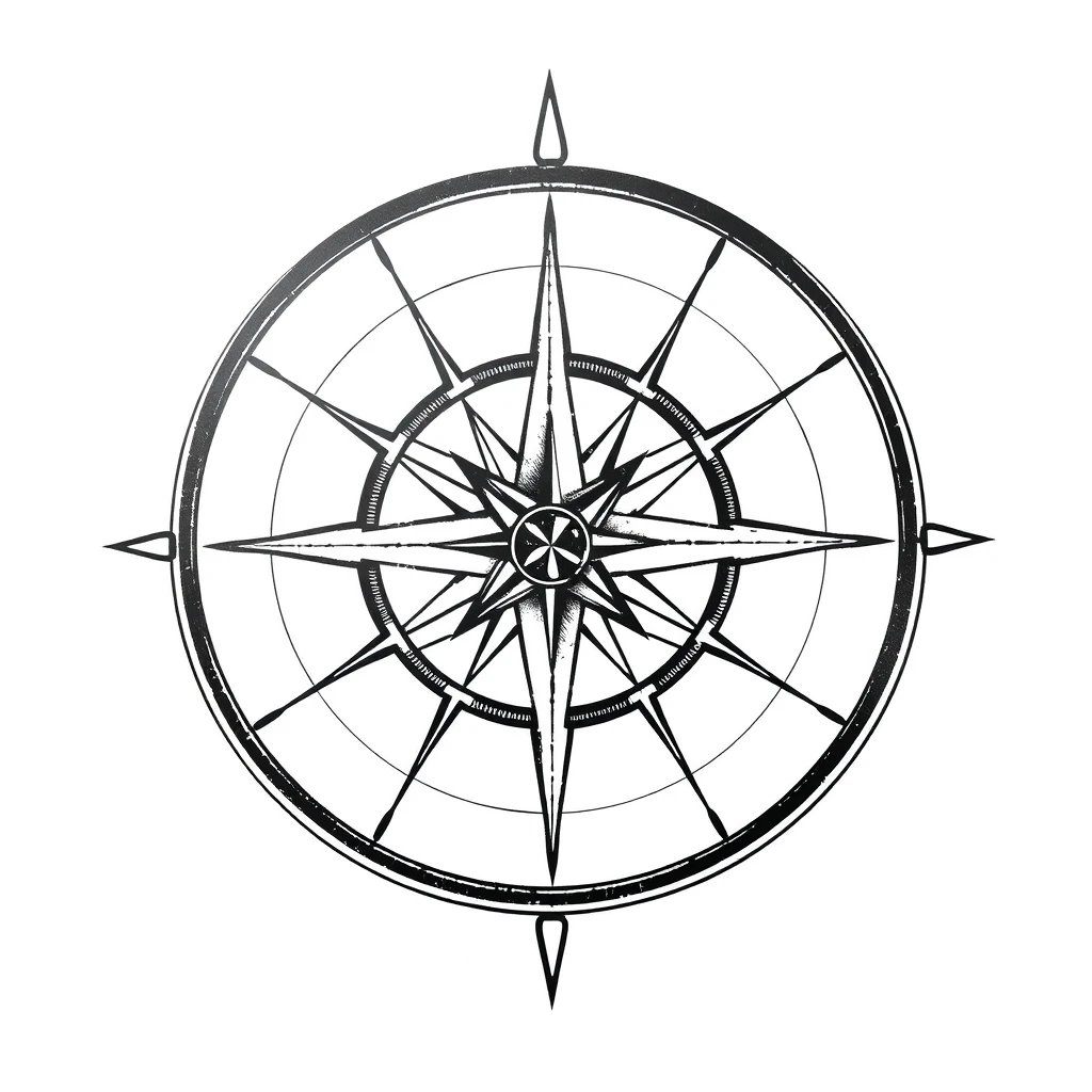 Compass rose tattoo