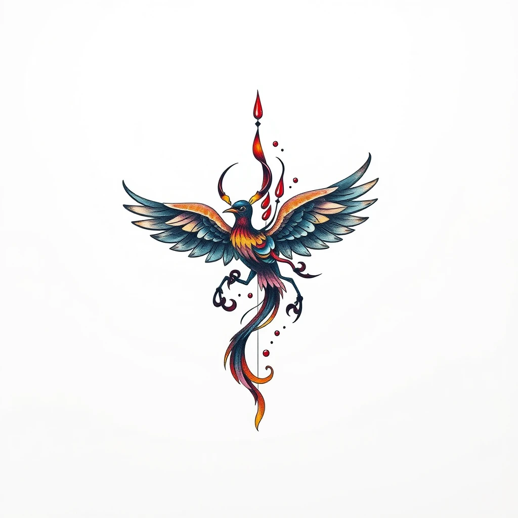 Idyll tattoo of a colorful phoenix design