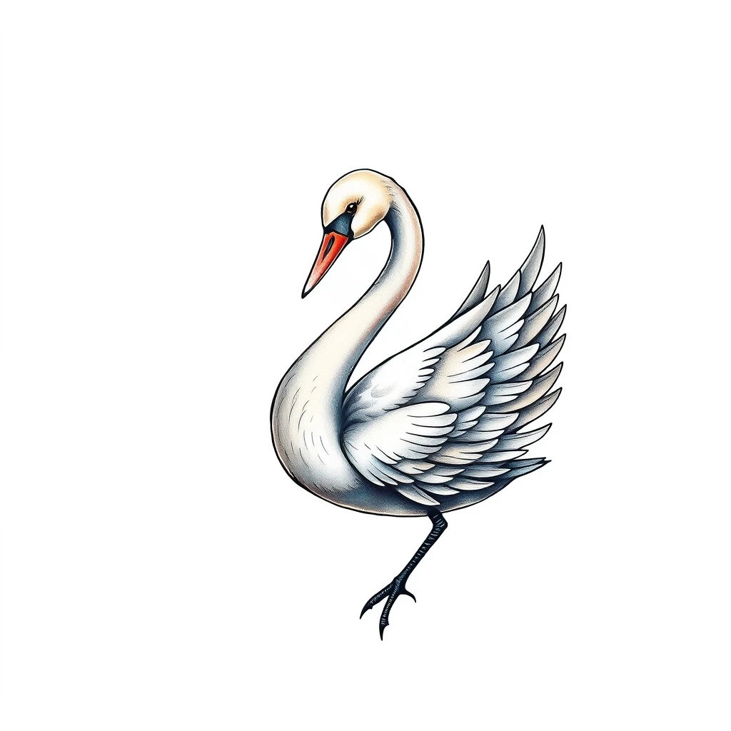 Detailed Cygnet tattoo featuring elegant swan