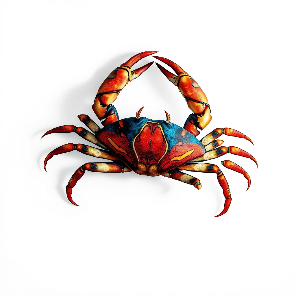 Vibrant crab tattoo with detailed colors