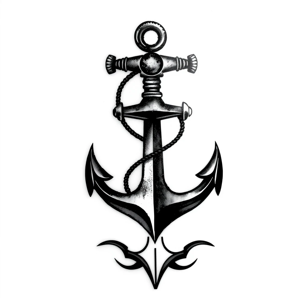 Tattoo of Anchor in realistic black and white