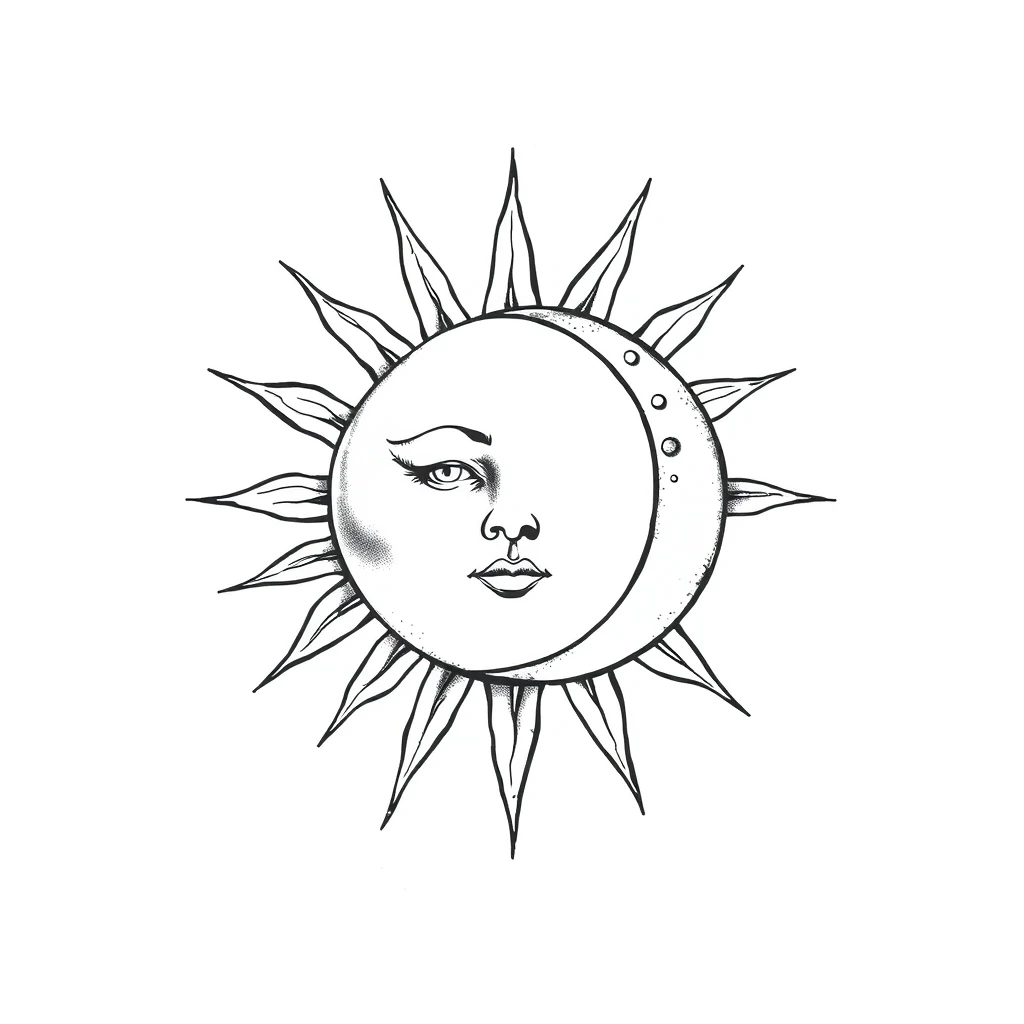 Sun and moon tattoo