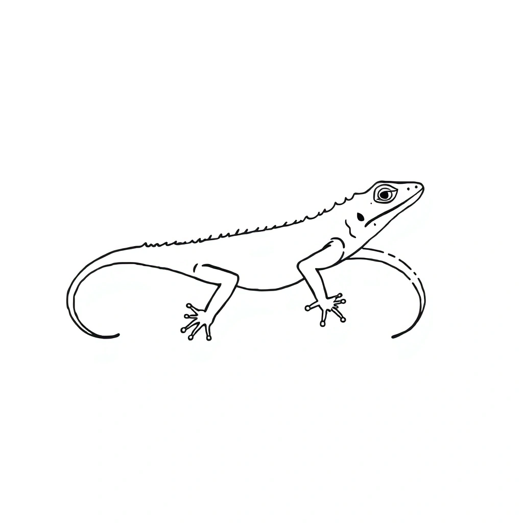 Tattoo of a lizard in minimalist style, black and white