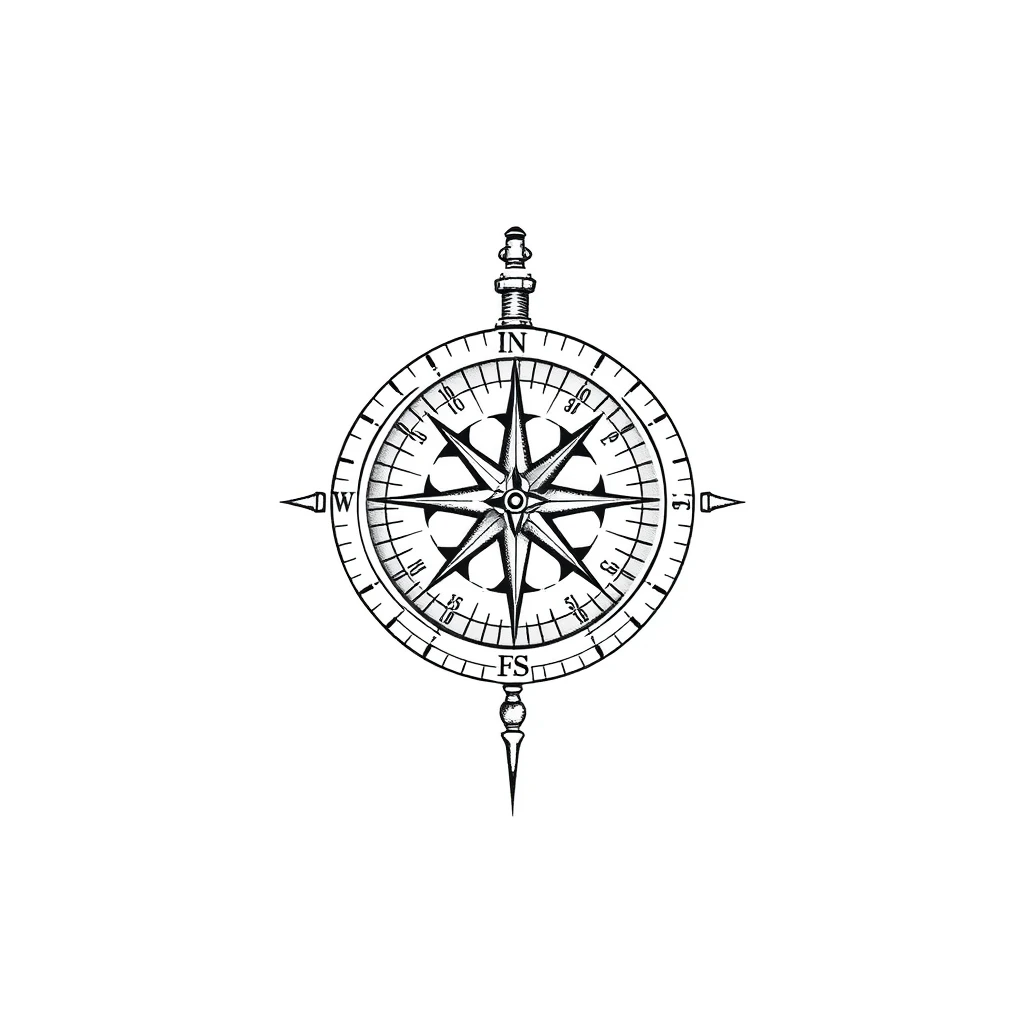 Compass with coordinates tattoo