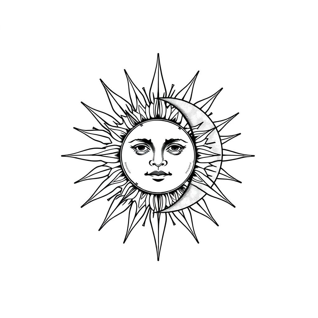 Sun and moon tattoo