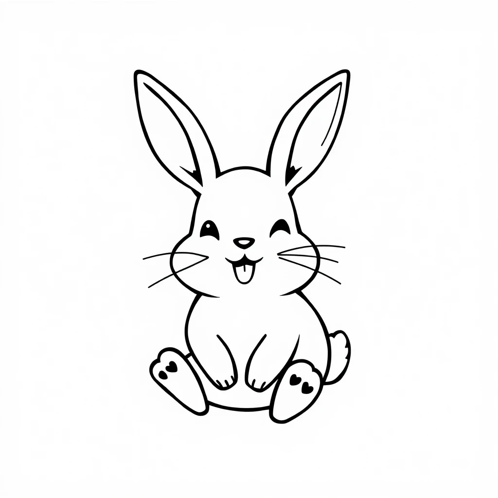 Tattoo of happy bunny in minimalist style