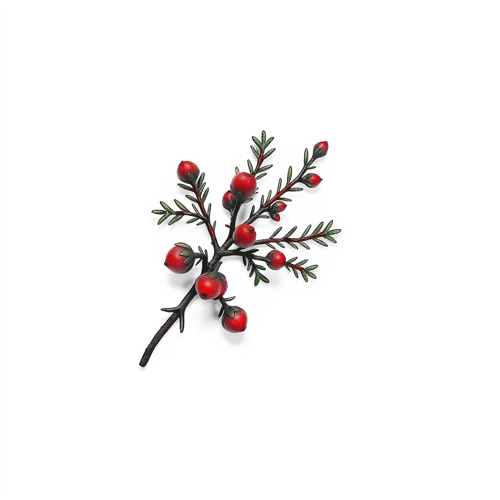 Juniper tattoo with red berries and leaves