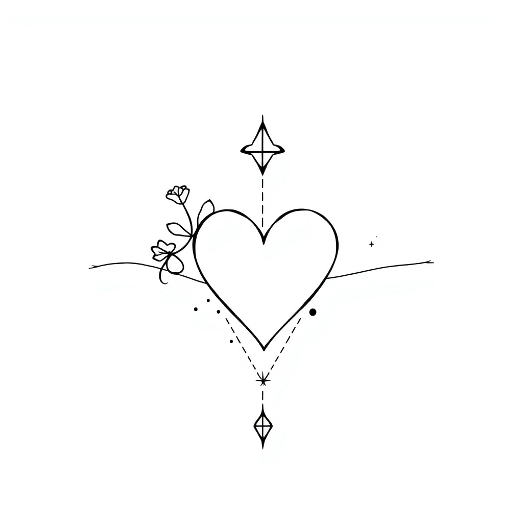 Memento tattoo in minimalist style, black and white