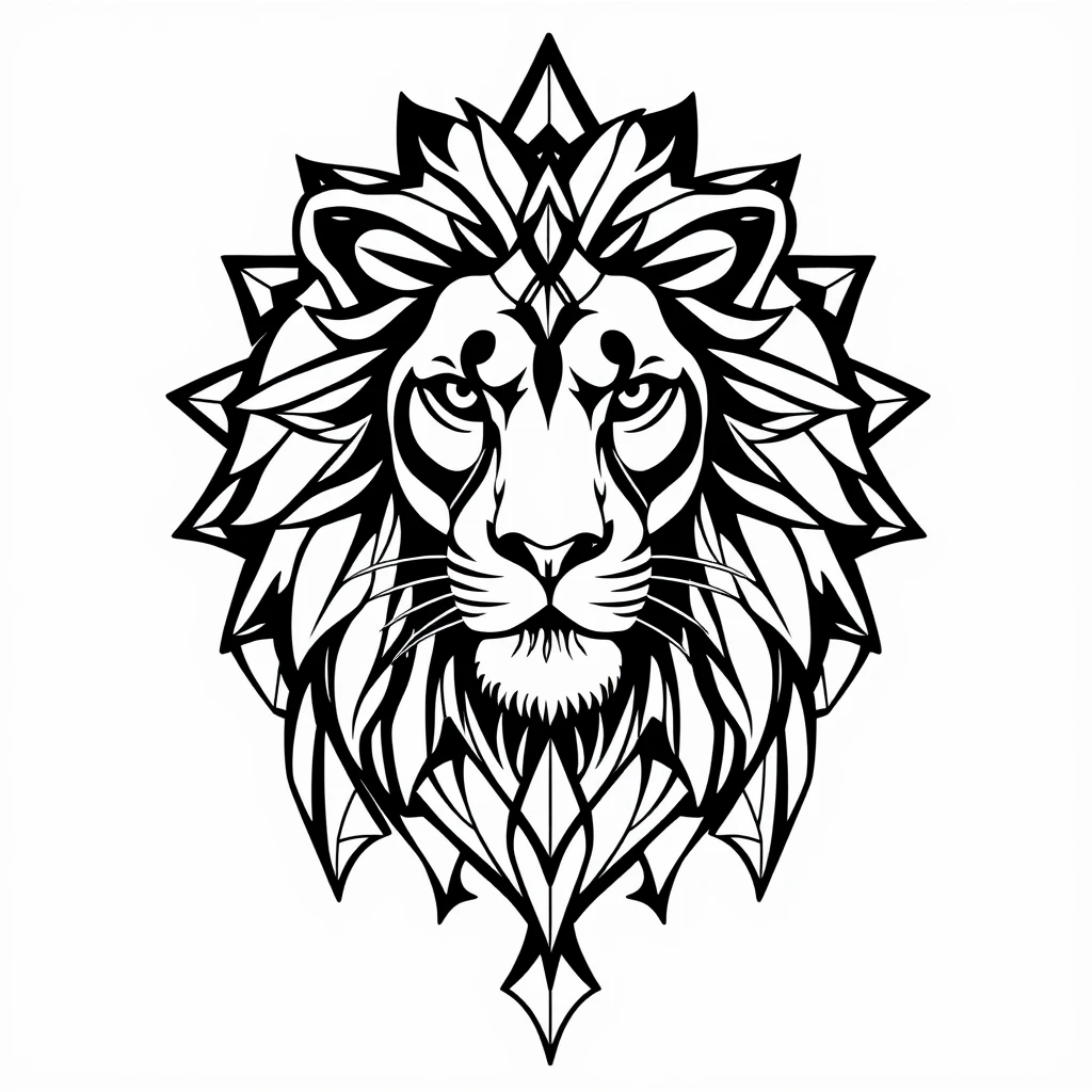 Tattoo of a Lion in geometric style