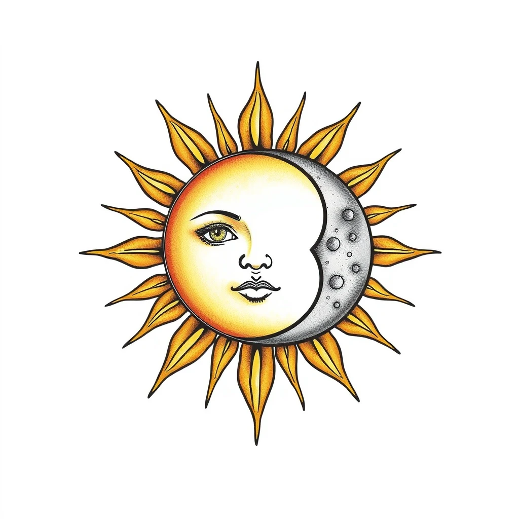 Sun and moon tattoo