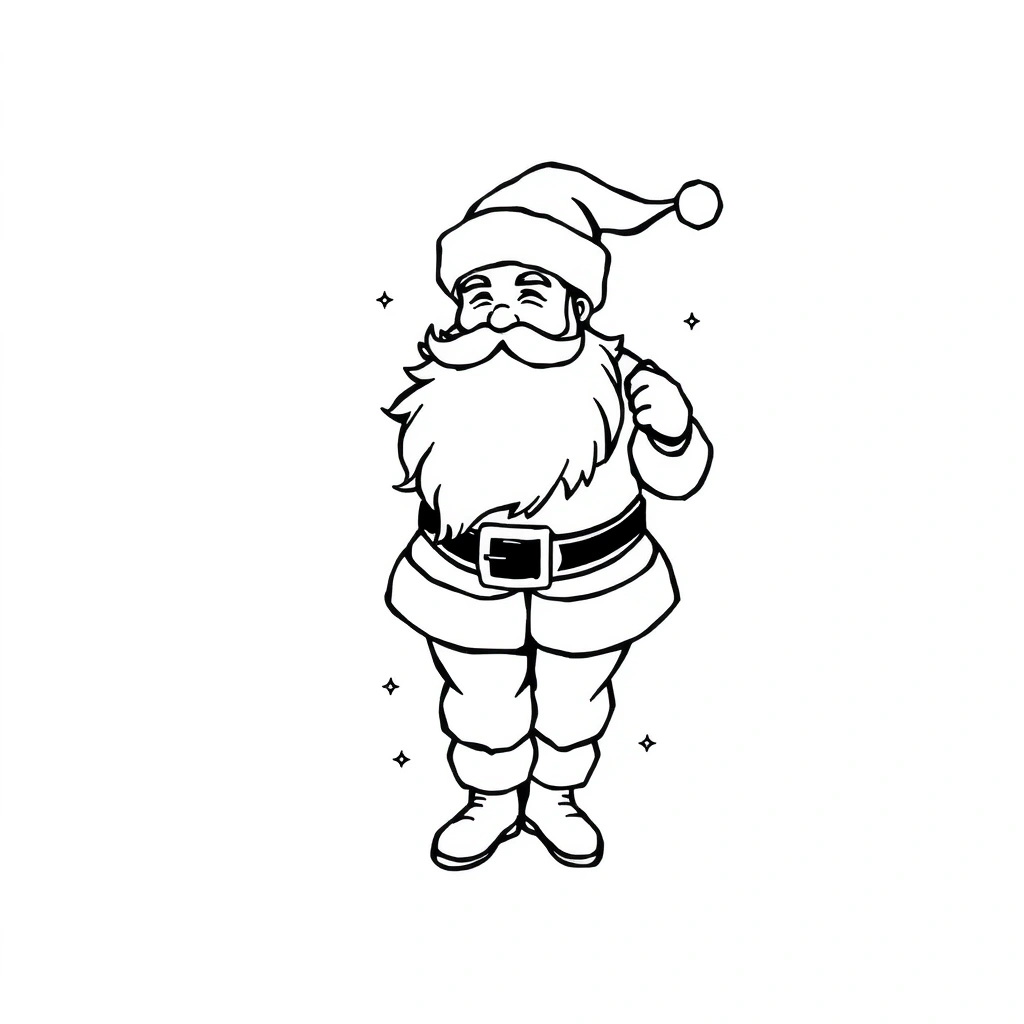 Tattoo of Santa, Minimalist, black and white