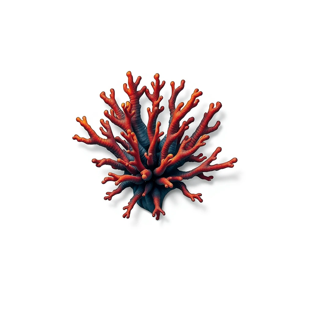 Vibrant coral tattoo in red and orange