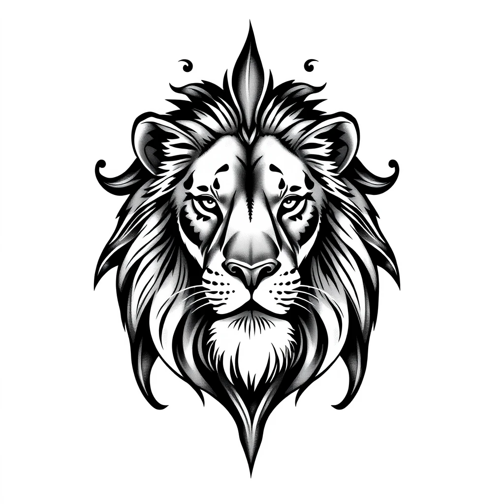 Tattoo of a lion in realistic style