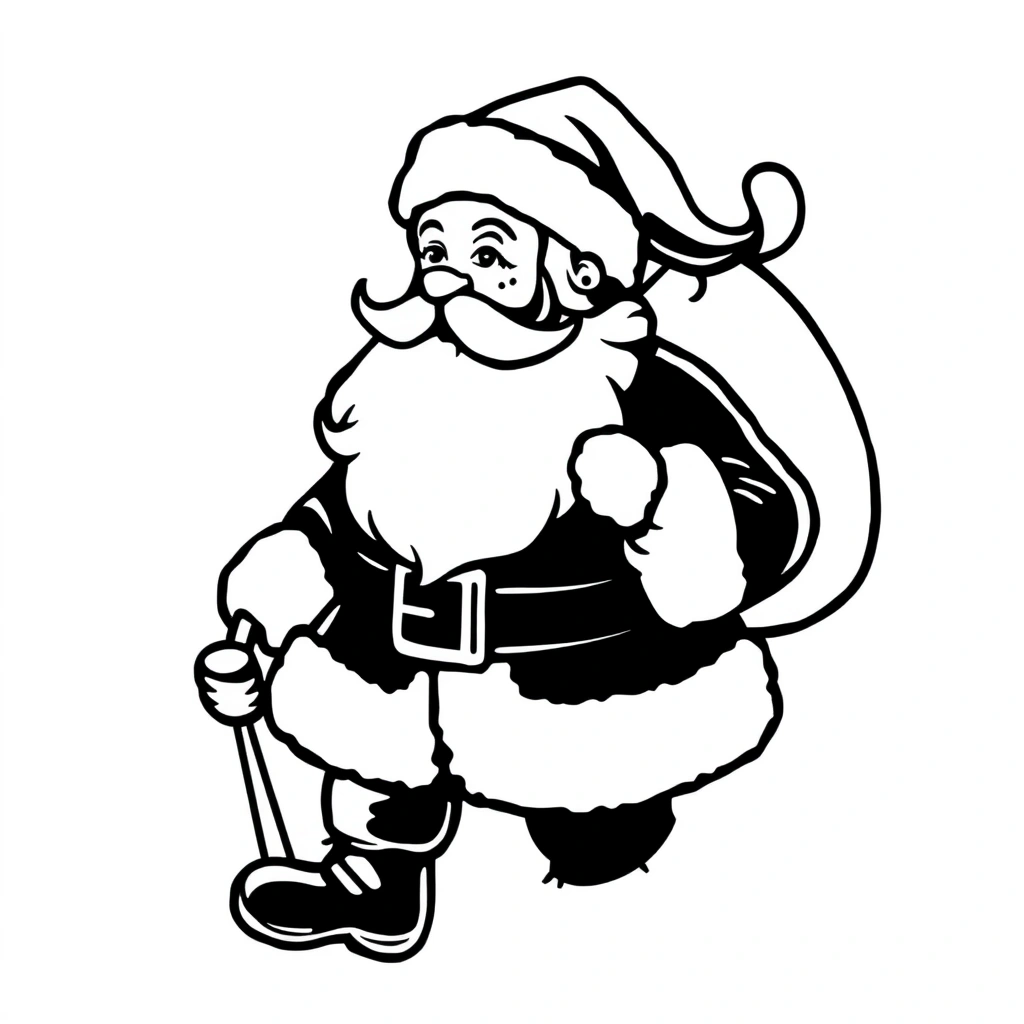 Tattoo of Santa in minimalist black and white