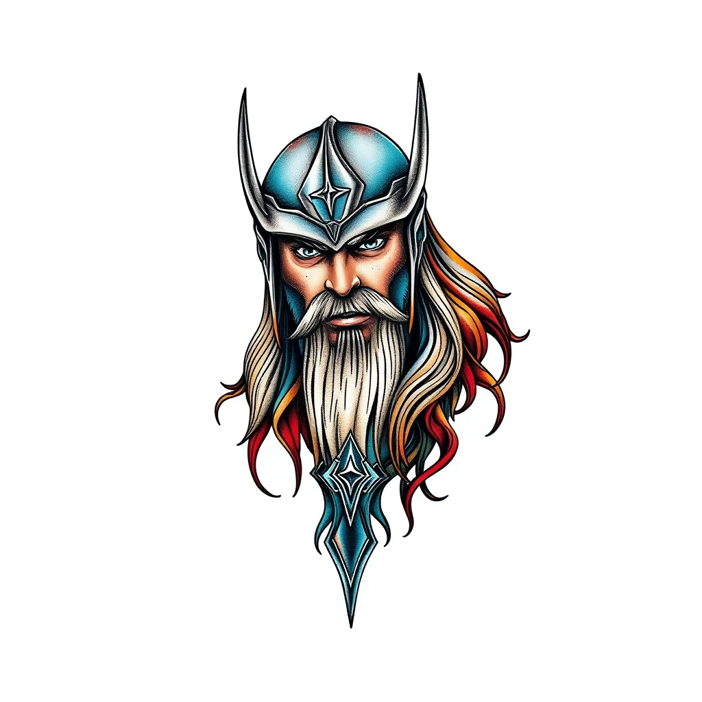 Colorful Thor tattoo with detailed features