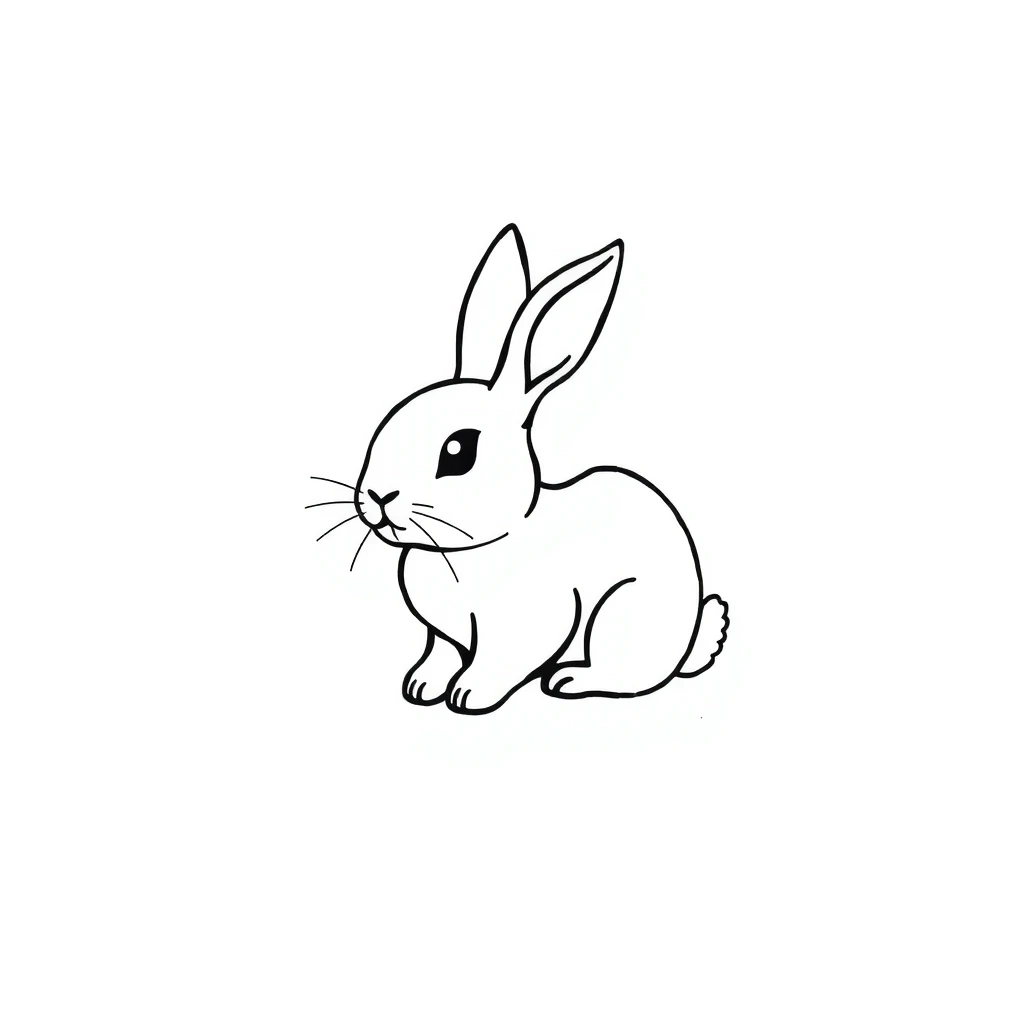 Tattoo of happy rabbit in Minimalist style