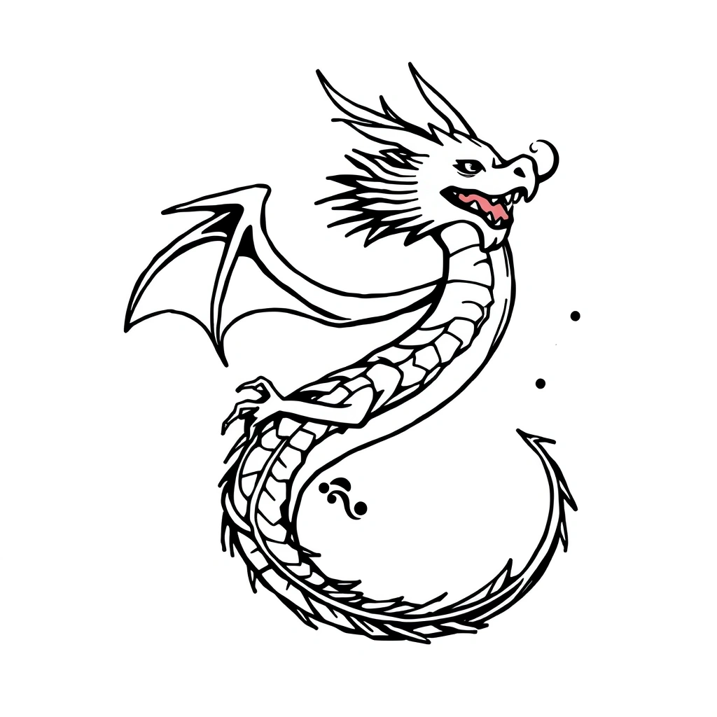 Tattoo of a dragon in minimalist style