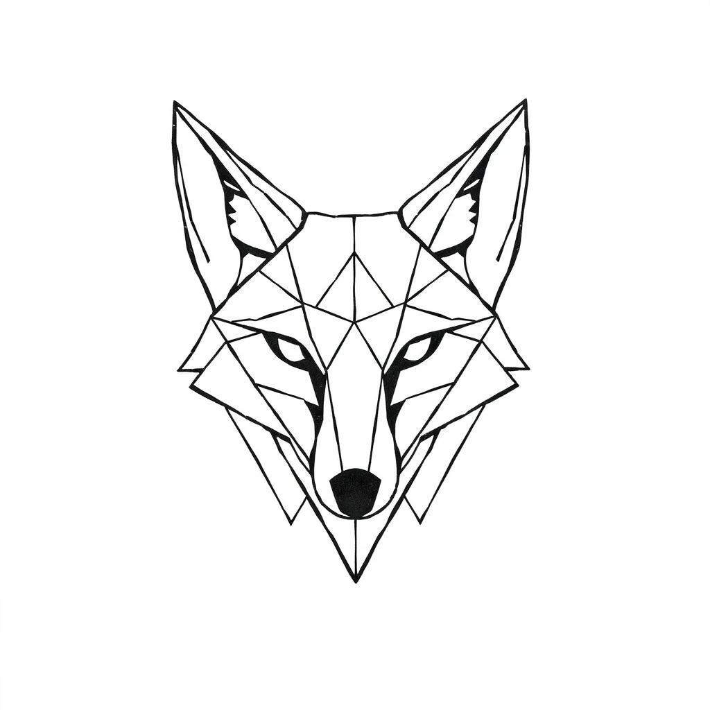 Geometric style tattoo of a wolf's head