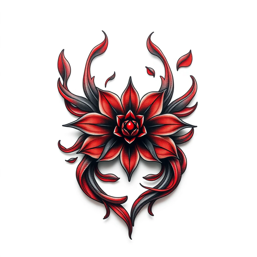 Vibrant Cinnabar tattoo featuring a floral design.