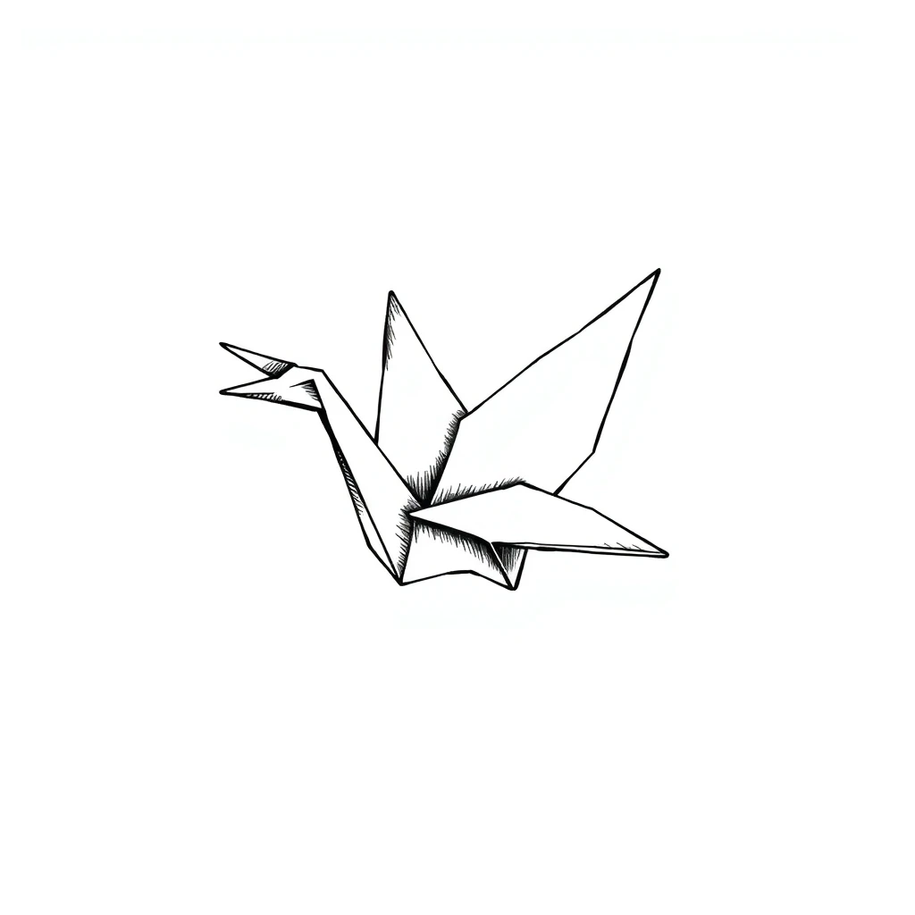 Origami crane tattoo