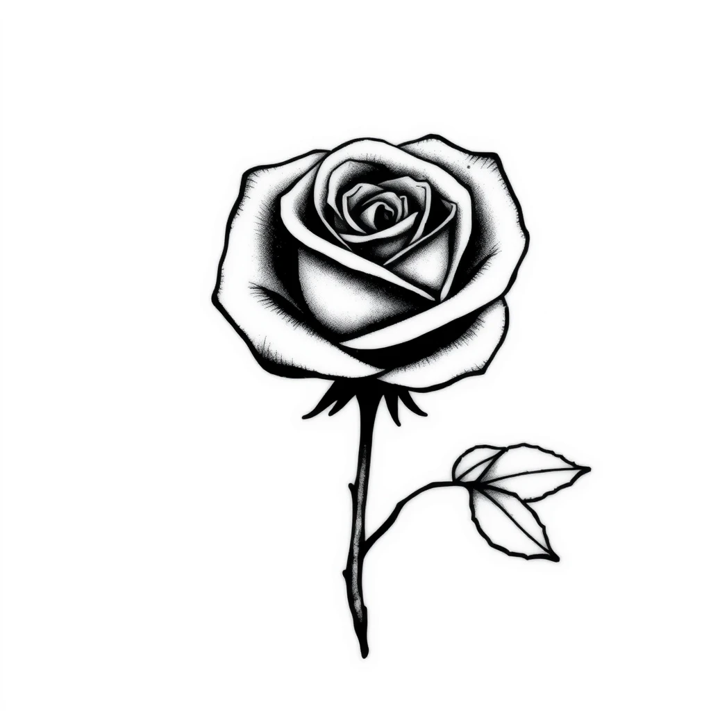 Tattoo of a rose in minimalist style