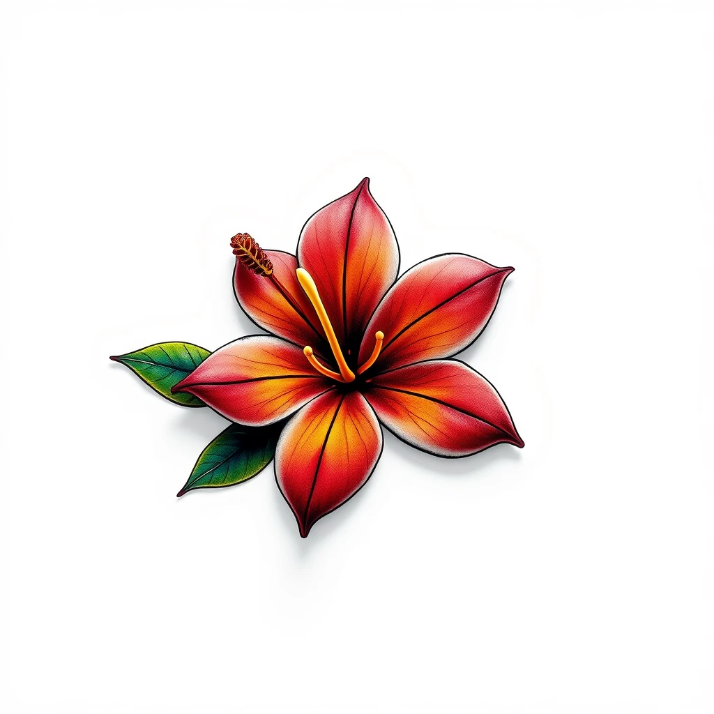 Colorful Plumeria tattoo with vibrant petals