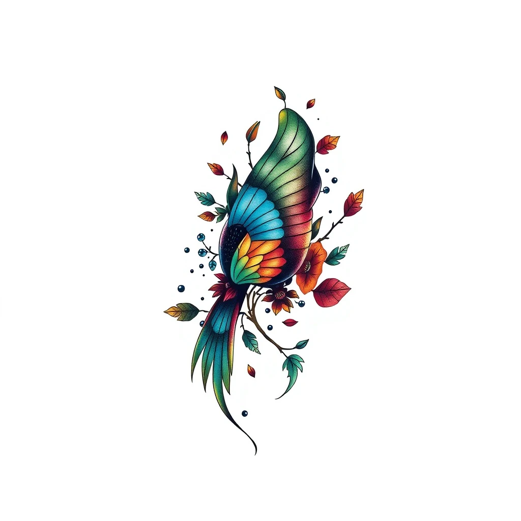 Colorful nature tattoo design in realistic style