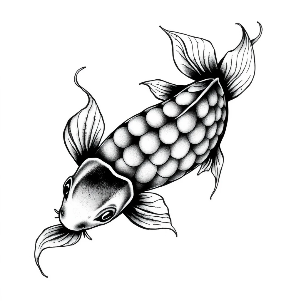 Tattoo of Koi fish in realistic style