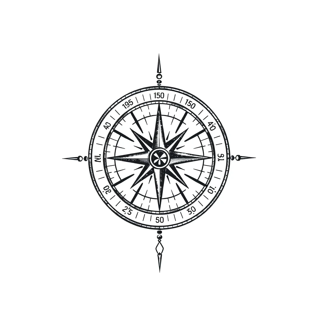 Compass with coordinates tattoo