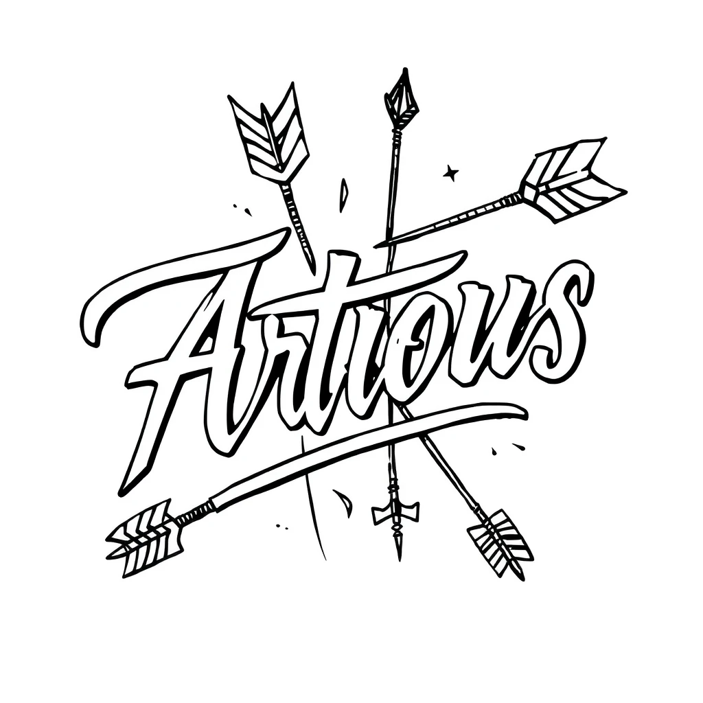 Tattoo design of Arrows in Lettering style, Black and white