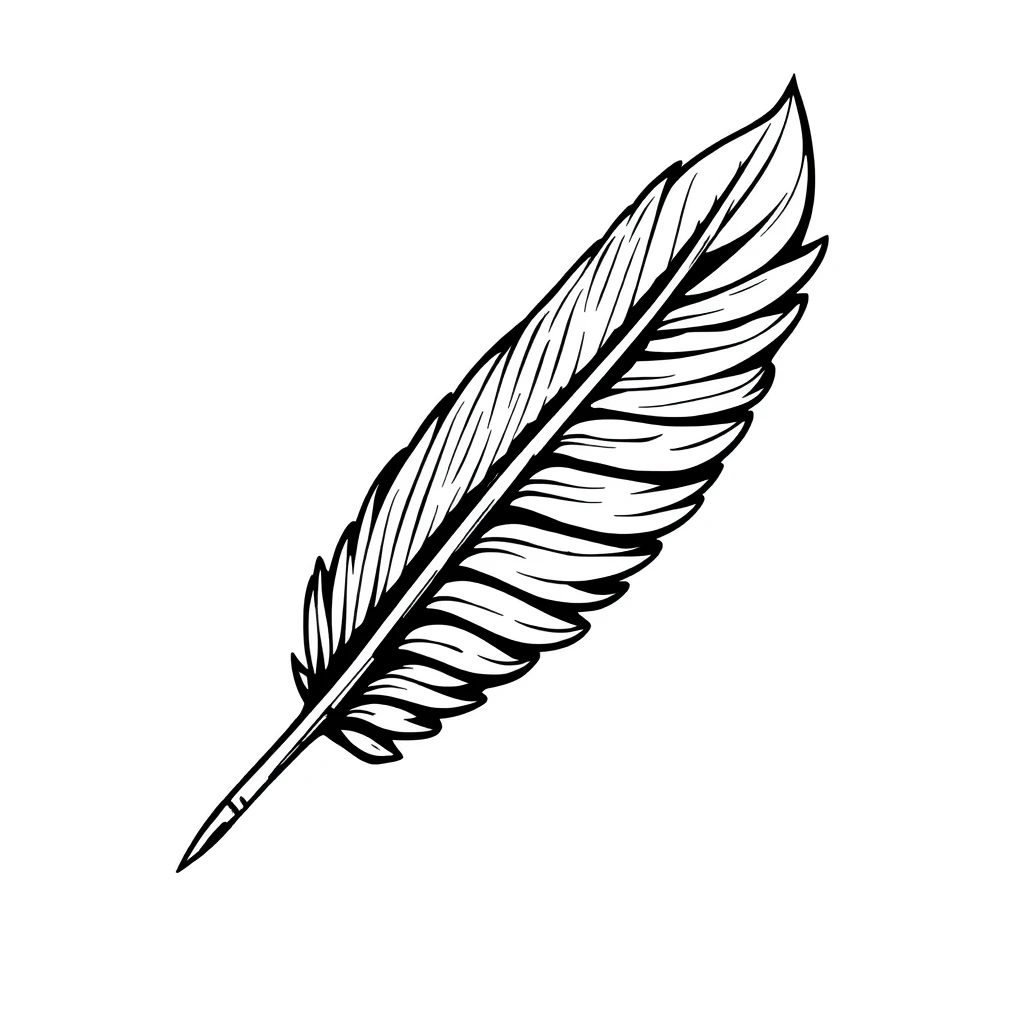 Tattoo of Feather in Traditional style, black and white