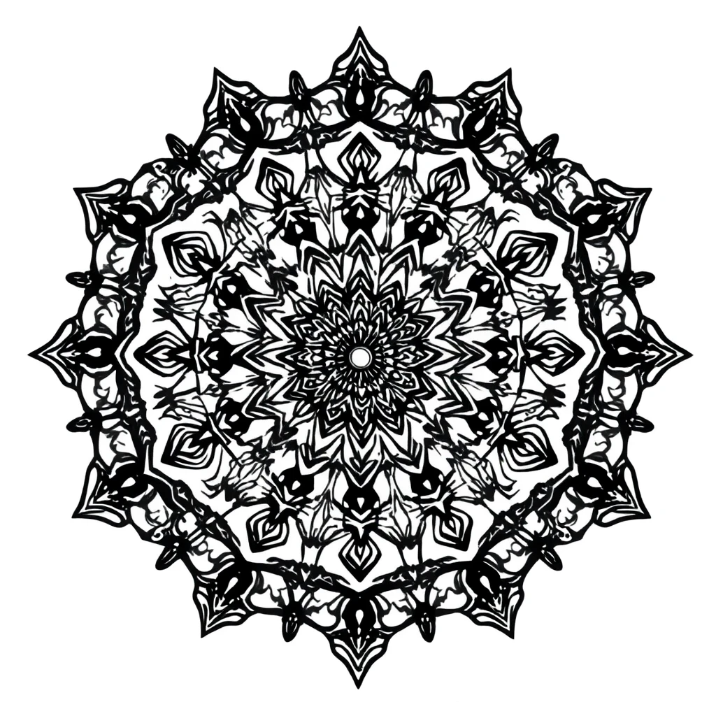 Intricate Blackwork style mandala tattoo design